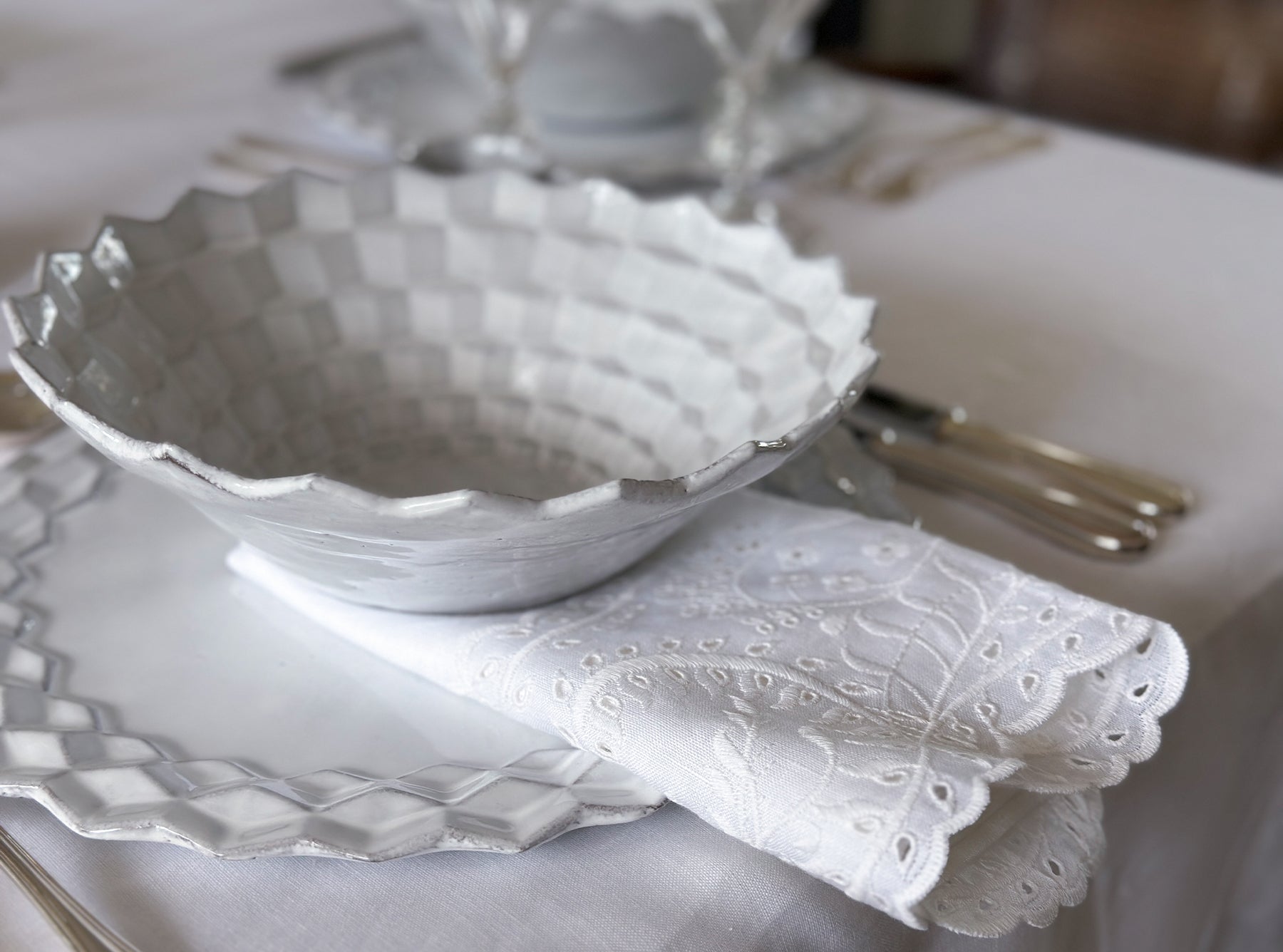 Plain Linen Napkin To Match Broderie Anglaise, 50 x 50cm