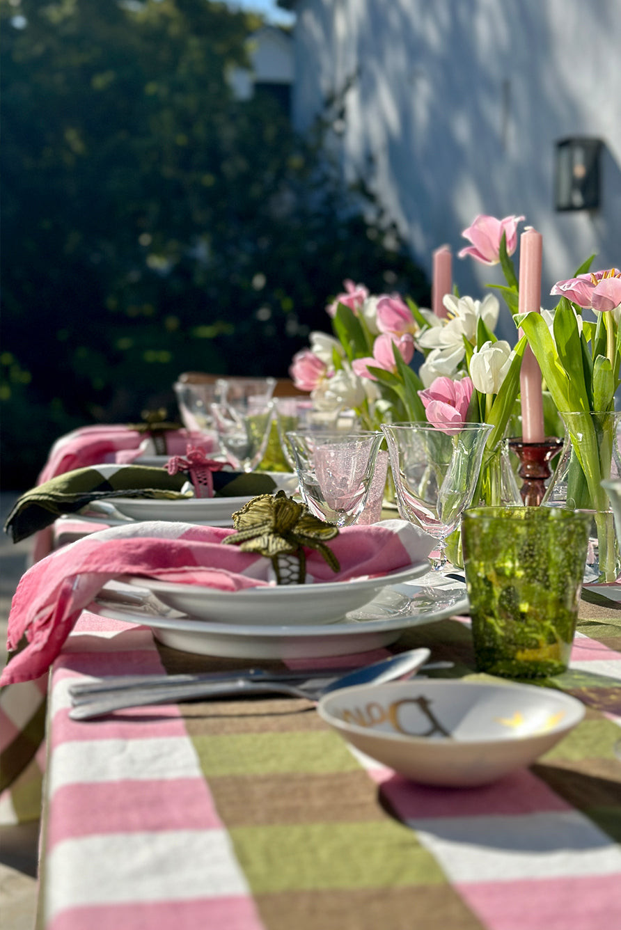 'Gingham' Linen Napkin in Rose Pink