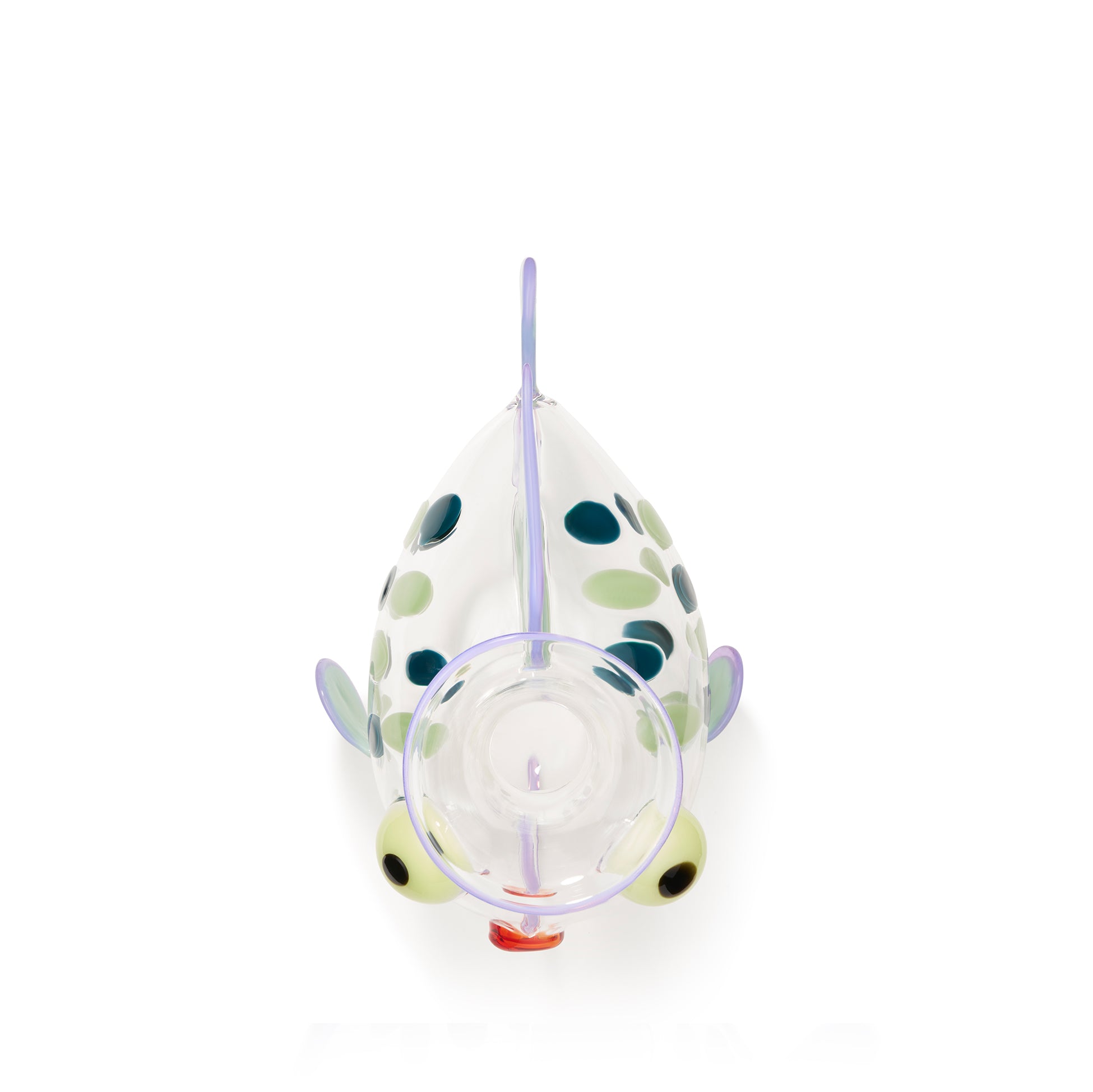 Handblown Green and Purple Dot Fish Decanter, 25 cm