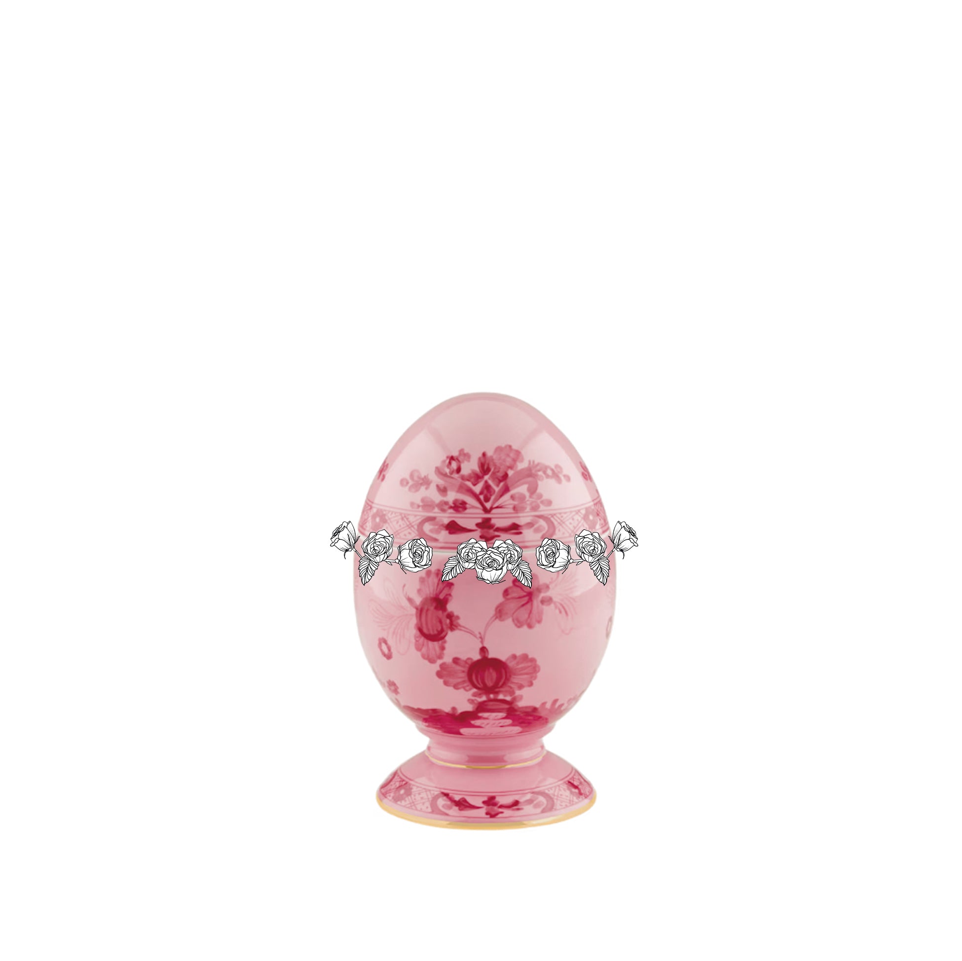 Ginori 1735 Oriente Italiano Pink Gold Rim Egg, 13.5cm