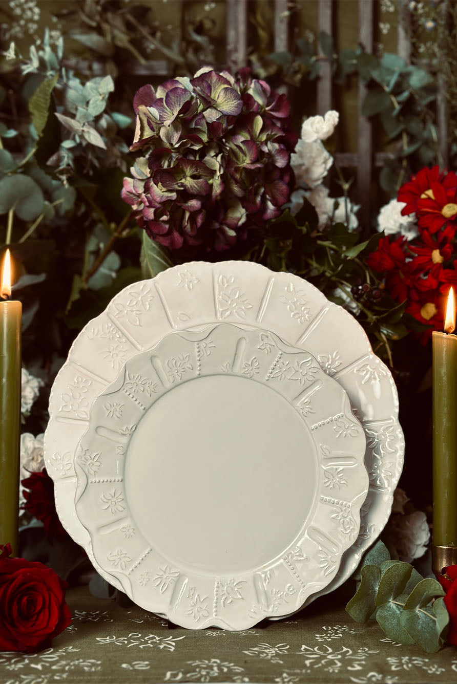 Bernadette's Falling Flower White Side Plate, 20cm