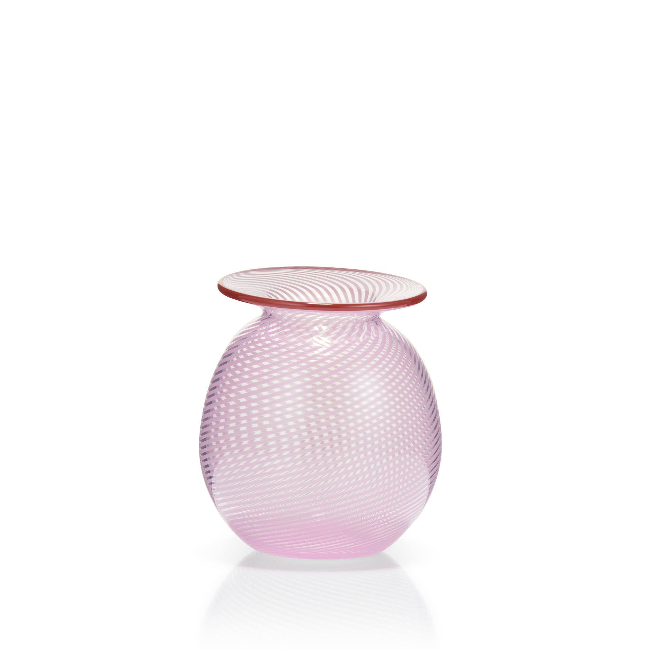 Handblown Pink Filigrana Small Bud Vase, 8cm