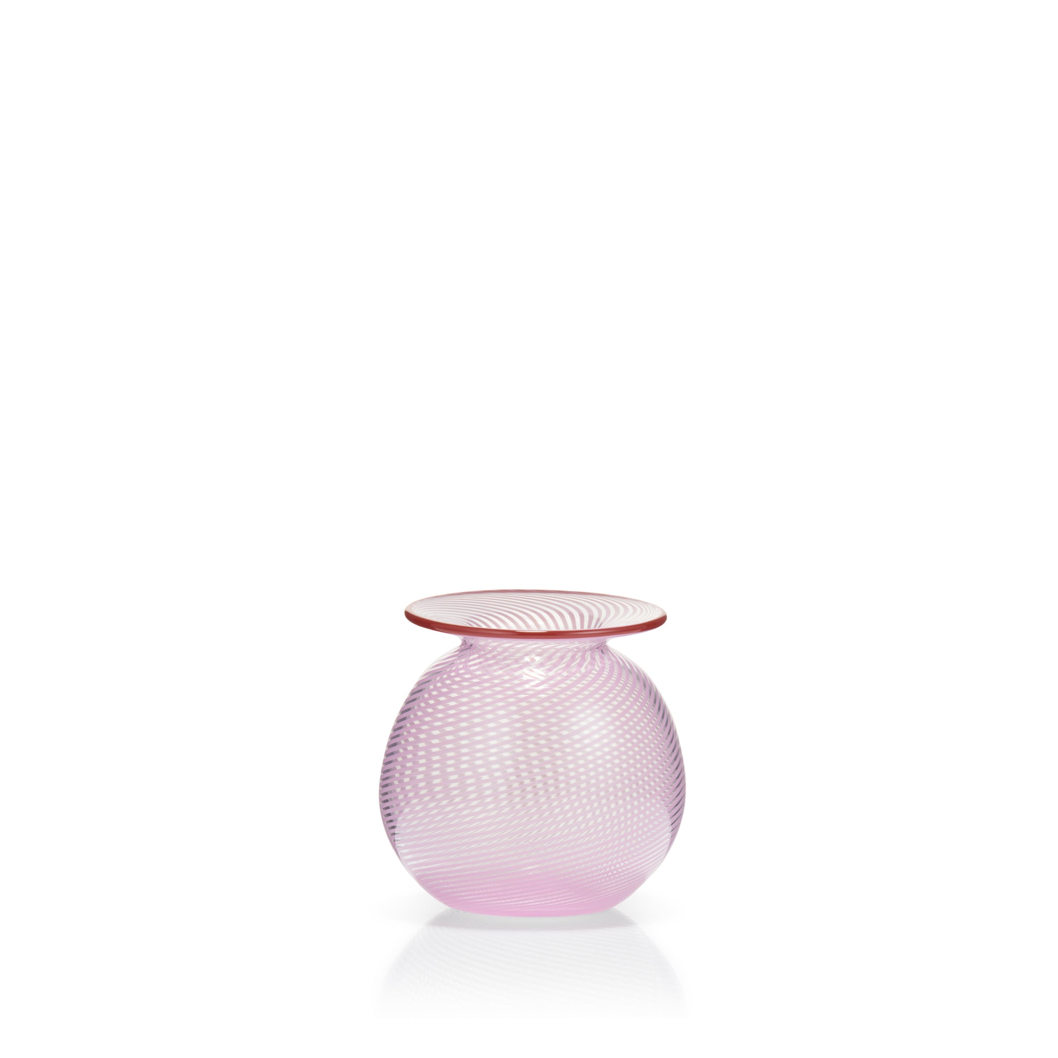 Handblown Pink Filigrana Small Bud Vase, 8cm