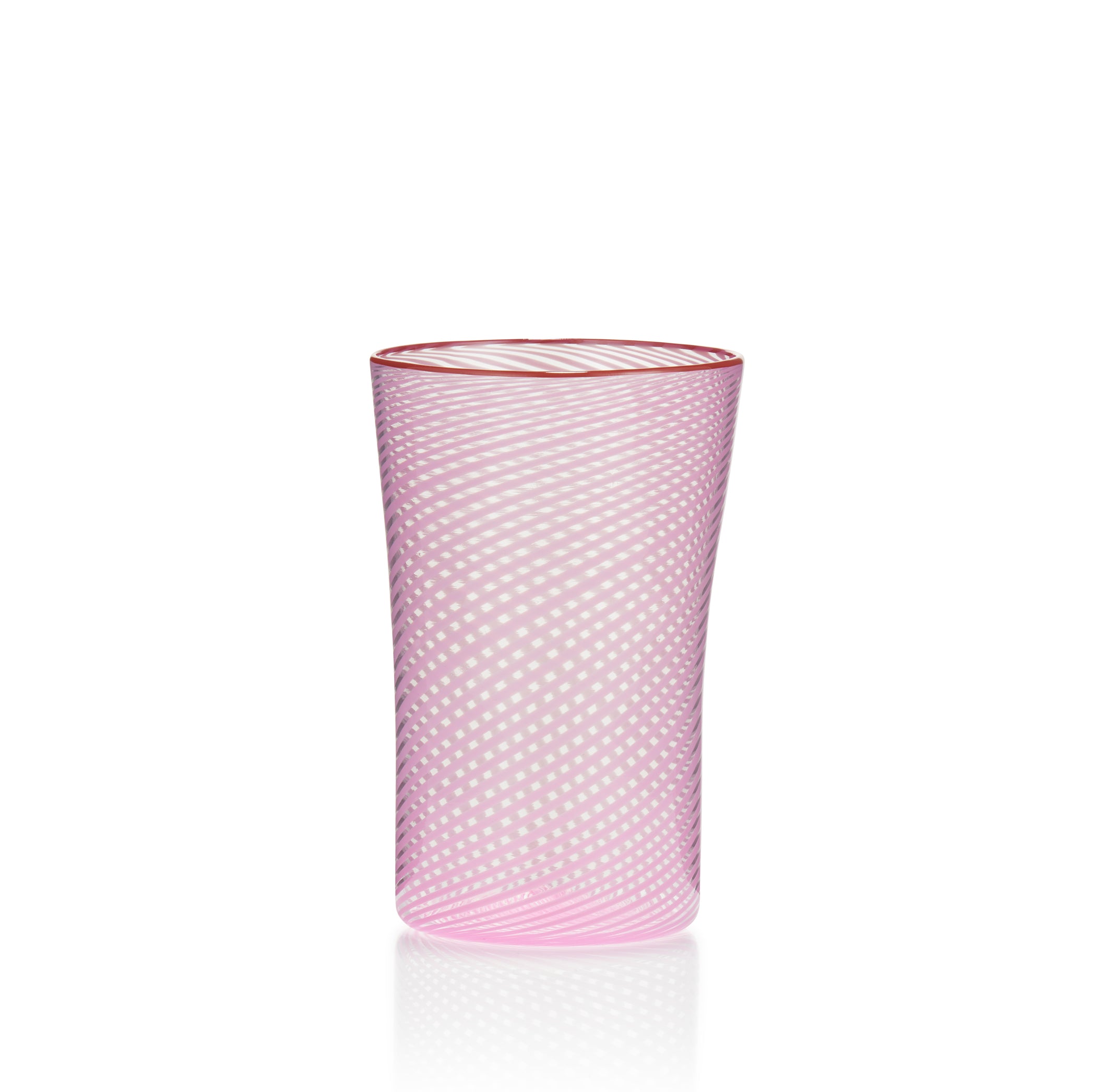 Handblown Pink Filigrana Water Tumbler, 12cm