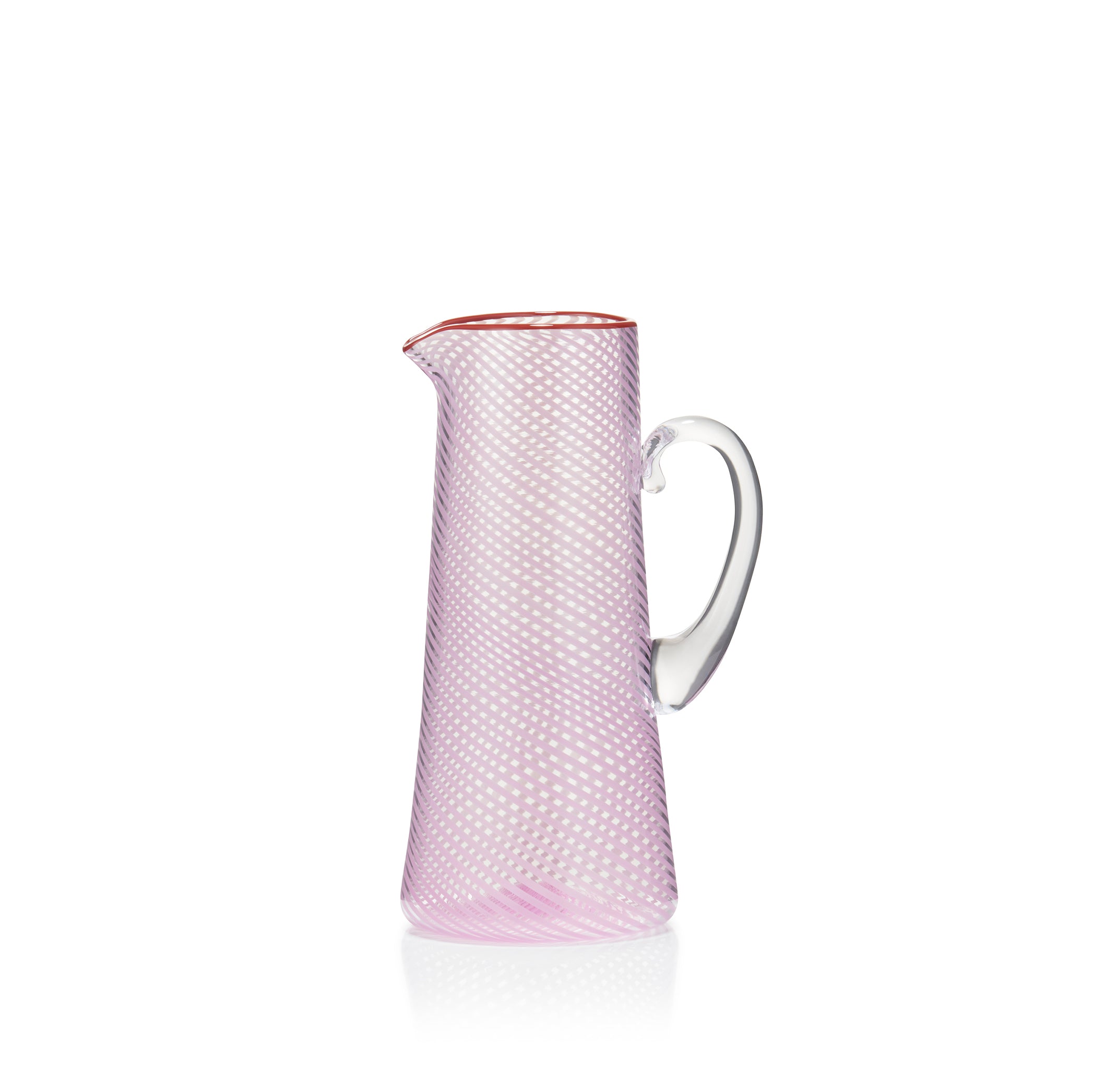 Handblown Pink Filigrana Jug, 22cm