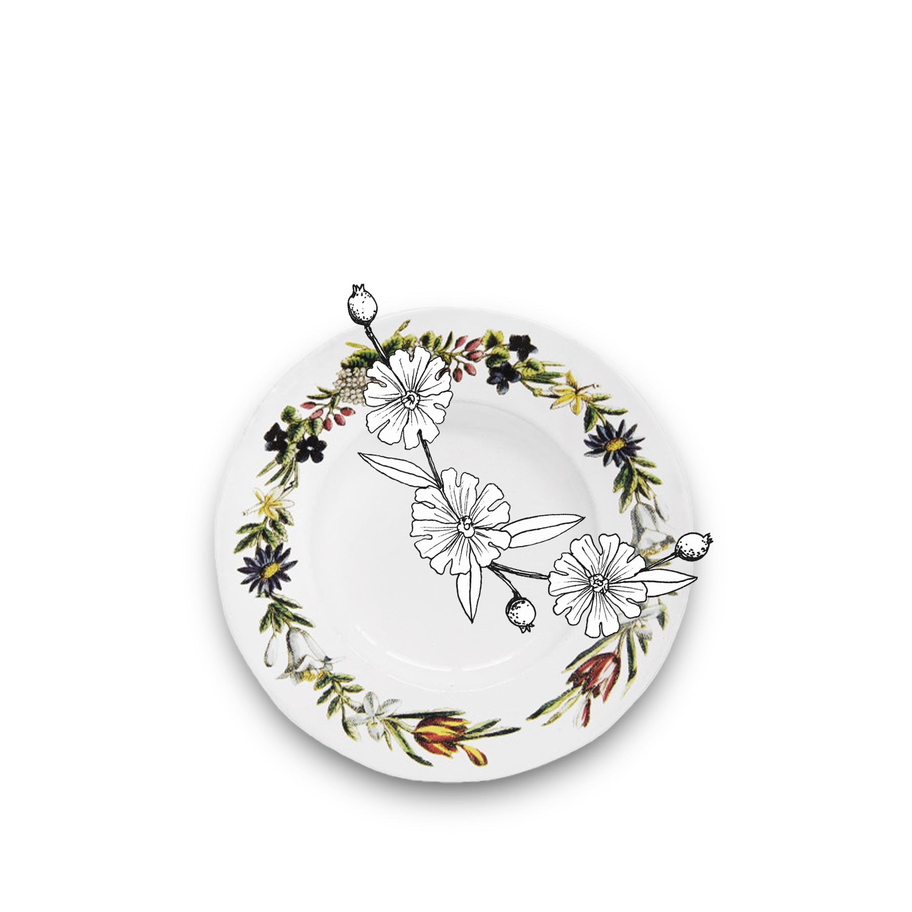 Flowers Crown Deep Plate, 22cm