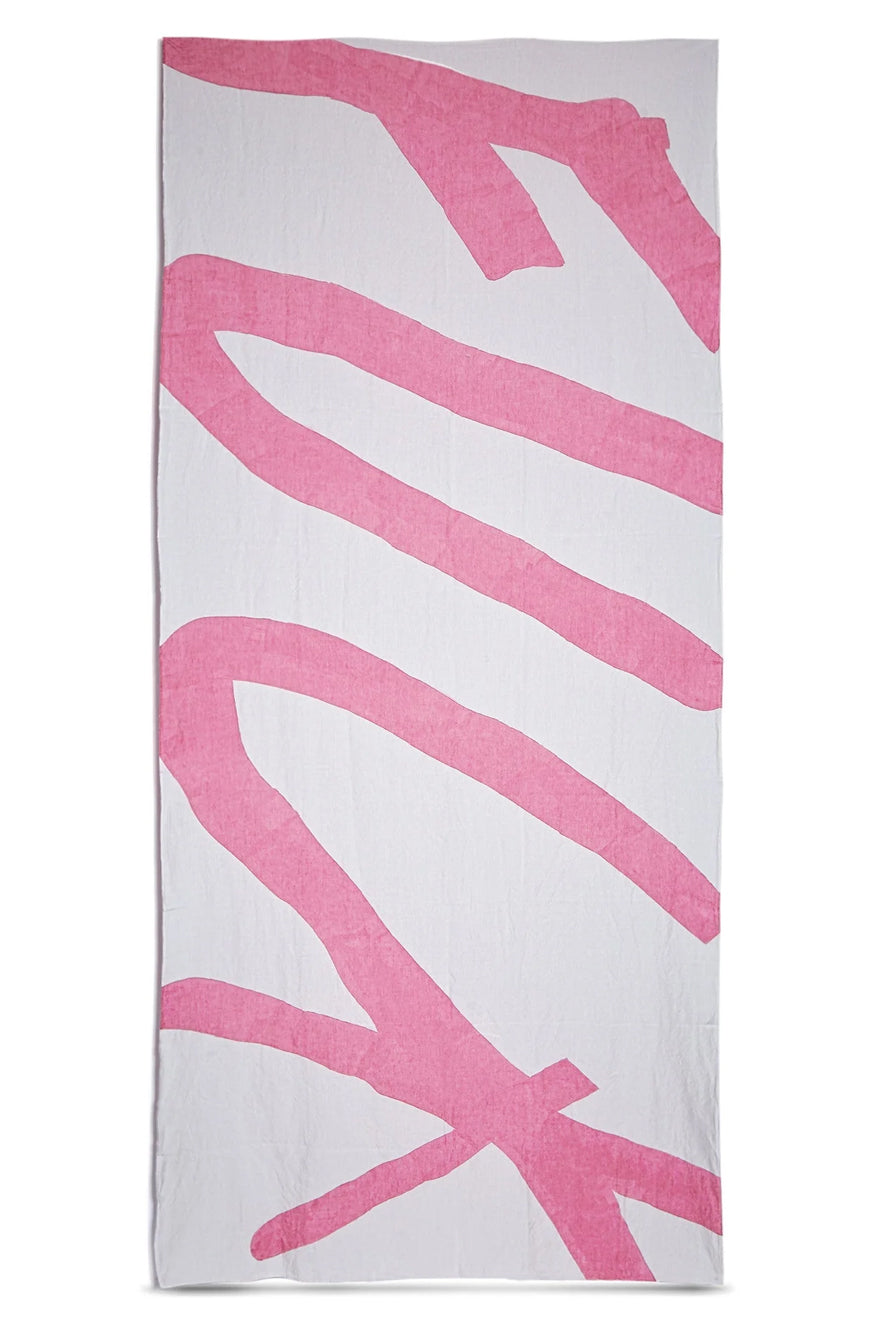 Fuck Word Linen Tablecloth in Rose Pink