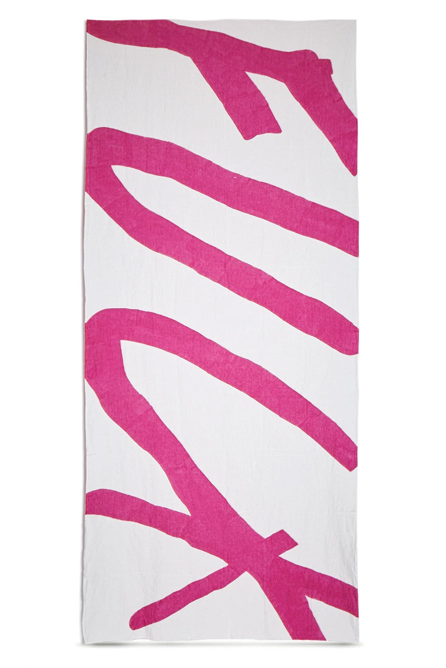 Fuck Word Linen Tablecloth in Fuchsia Pink