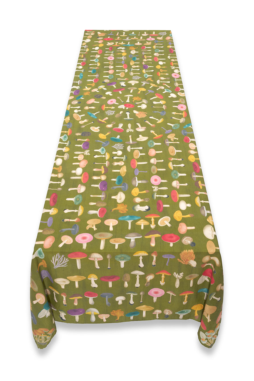 S&B x John Derian Green 'Fungi' Linen Tablecloth