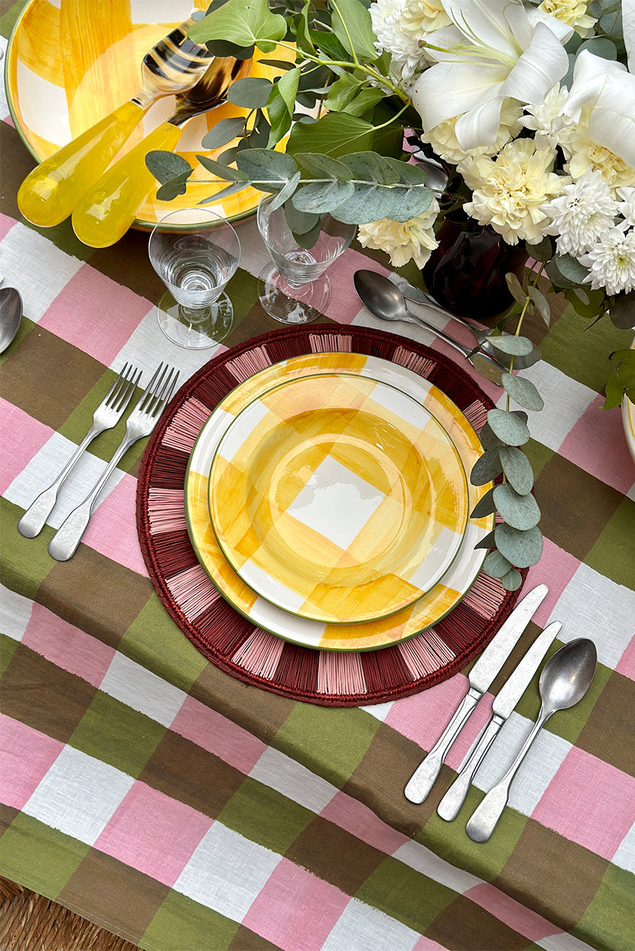 S&B Gingham Dinner Plate in Yellow, White & Green, 29cm