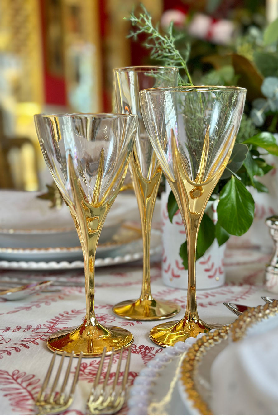 Gold Art Deco Hand Decorated Water Glass Tumbler