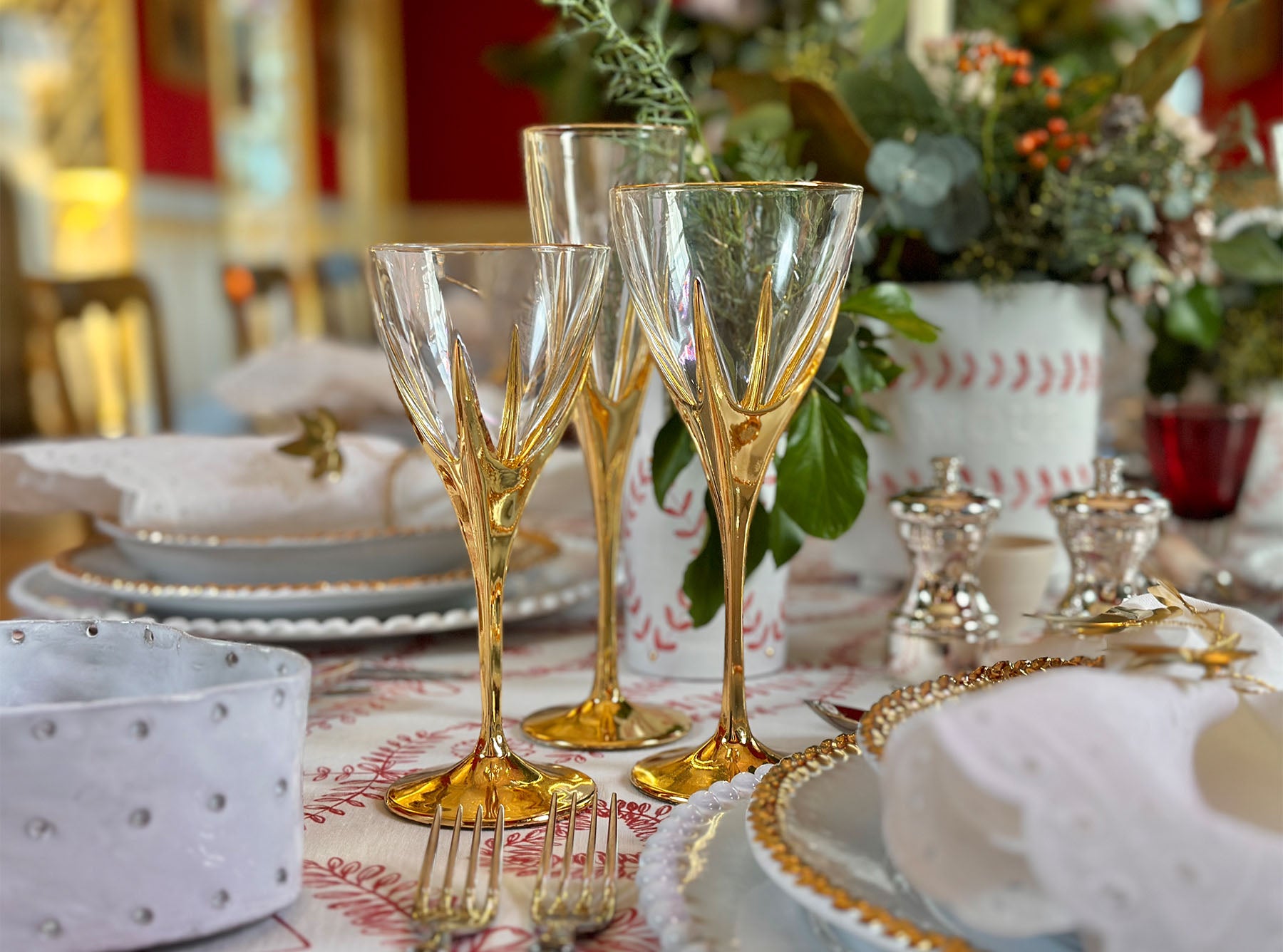 Gold Art Deco Hand Decorated Water Glass Tumbler