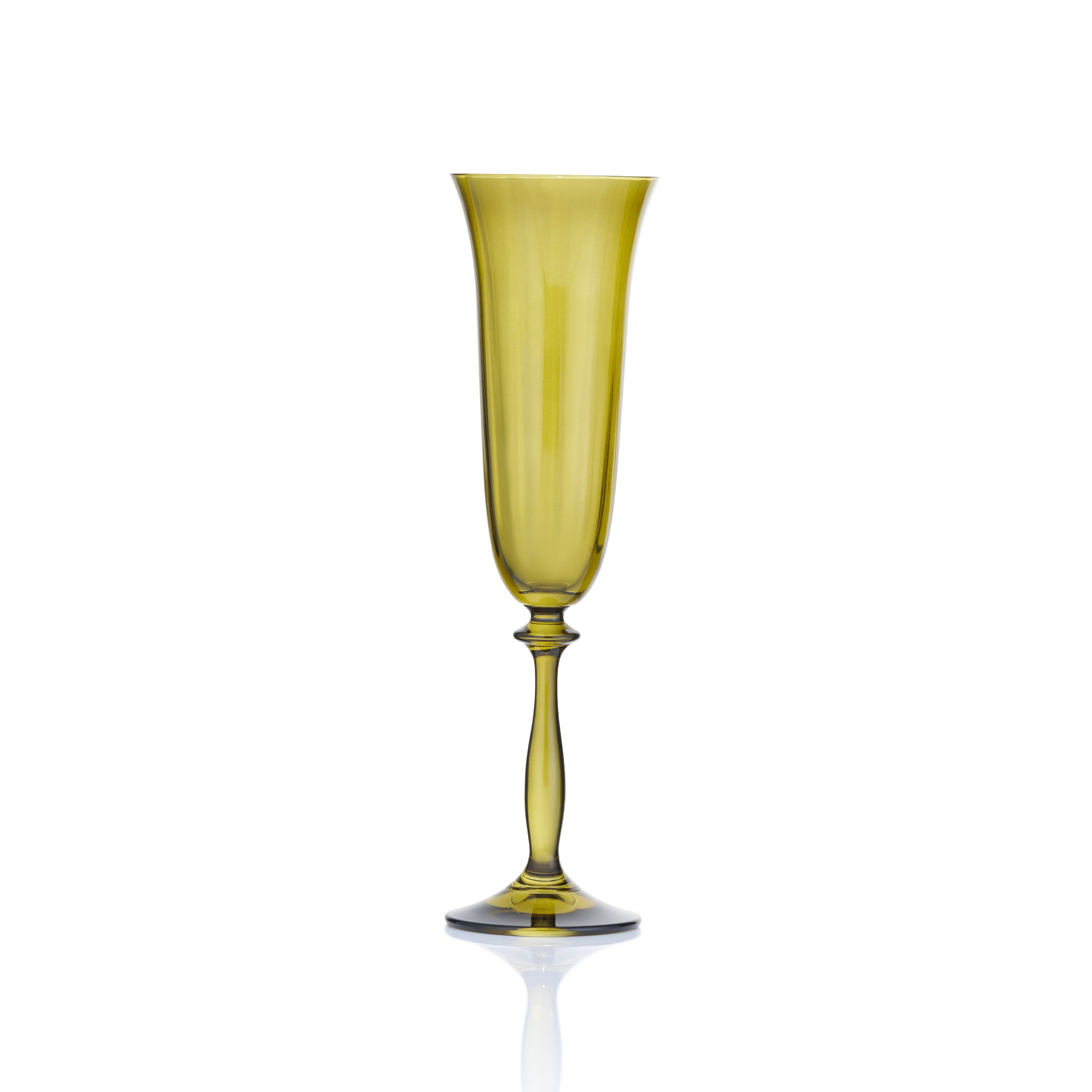 Hand Coloured Green Glass Champagne Flute