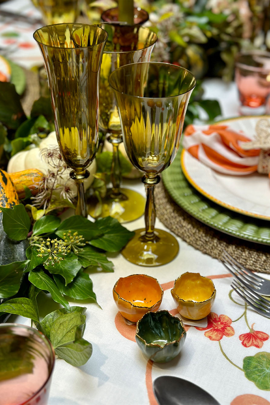 Hand Coloured Green Glass Champagne Flute