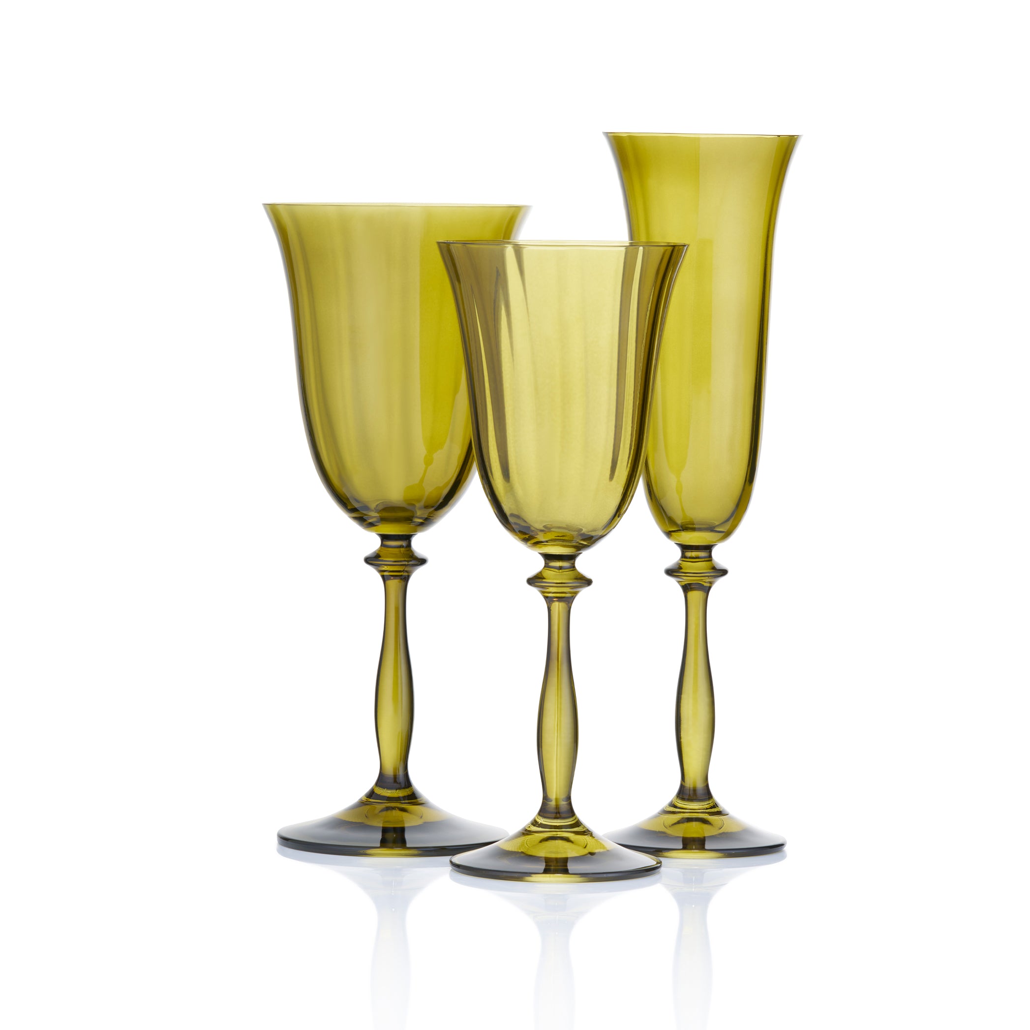 Hand Coloured Green White Wine Glass