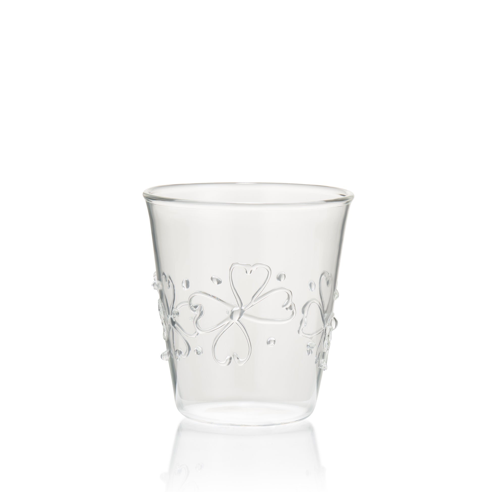 Handblown Clover Pattern Clear Water Glass, 9.5cm