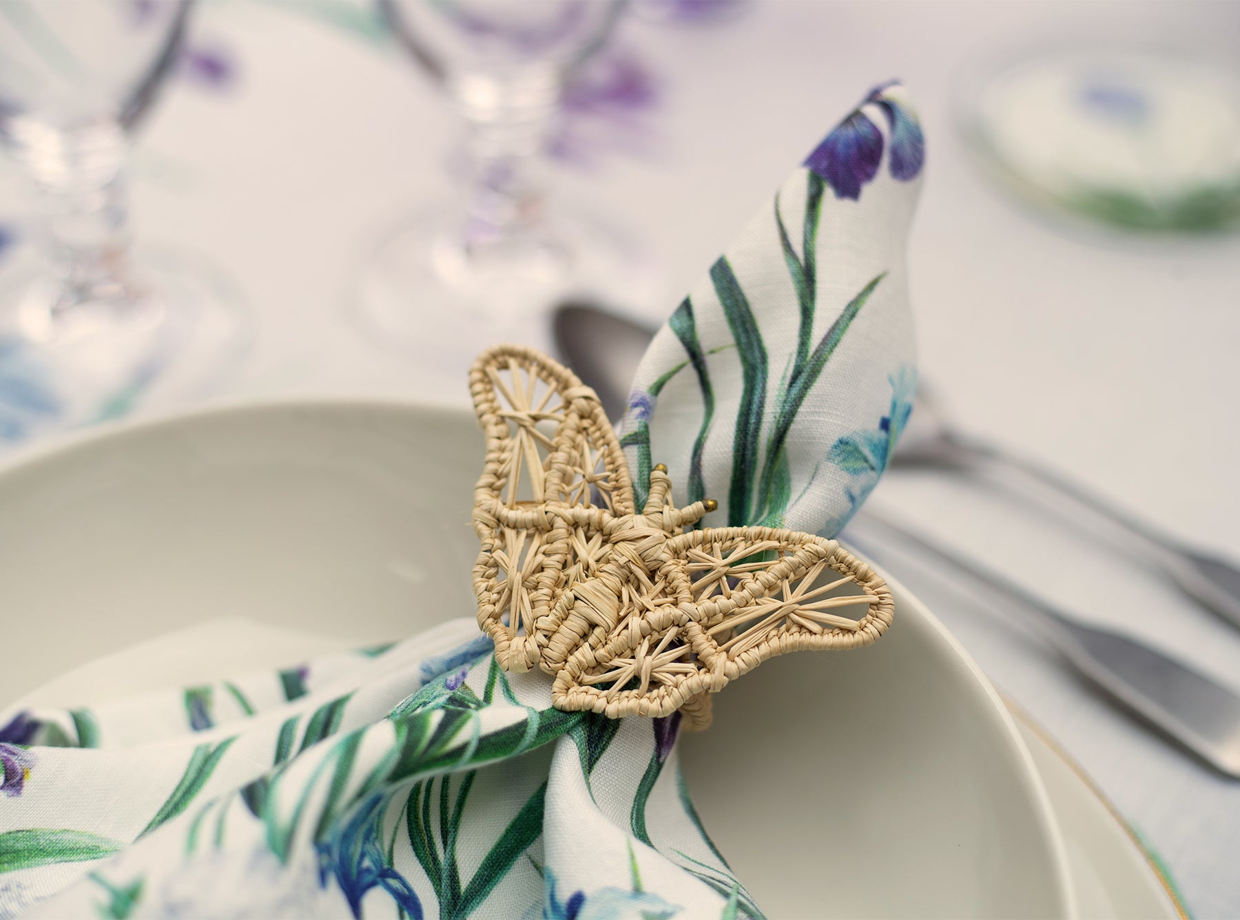 Handwoven Natural Butterfly Napkin Ring