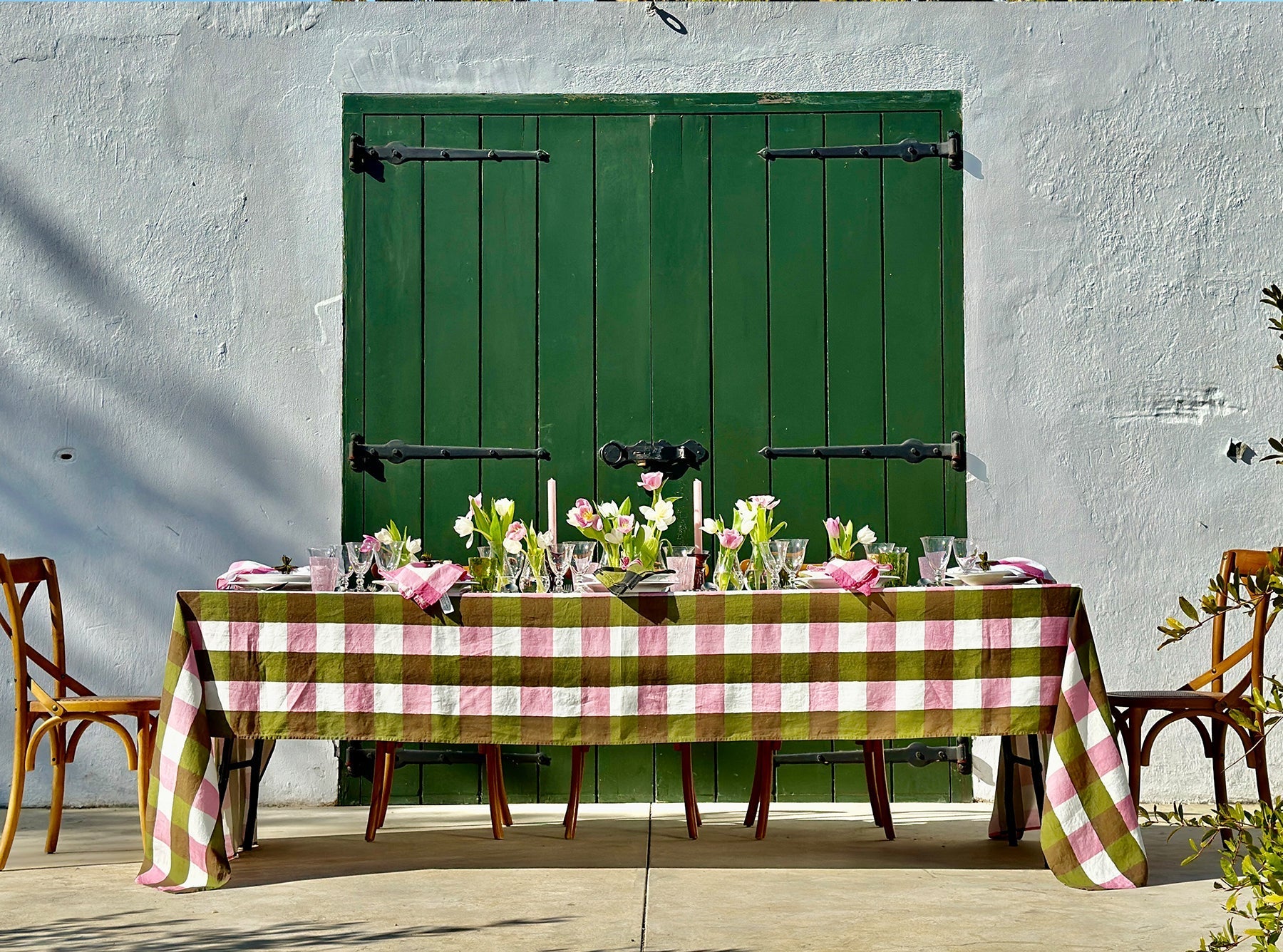 'Gingham' Linen Napkin in Rose Pink