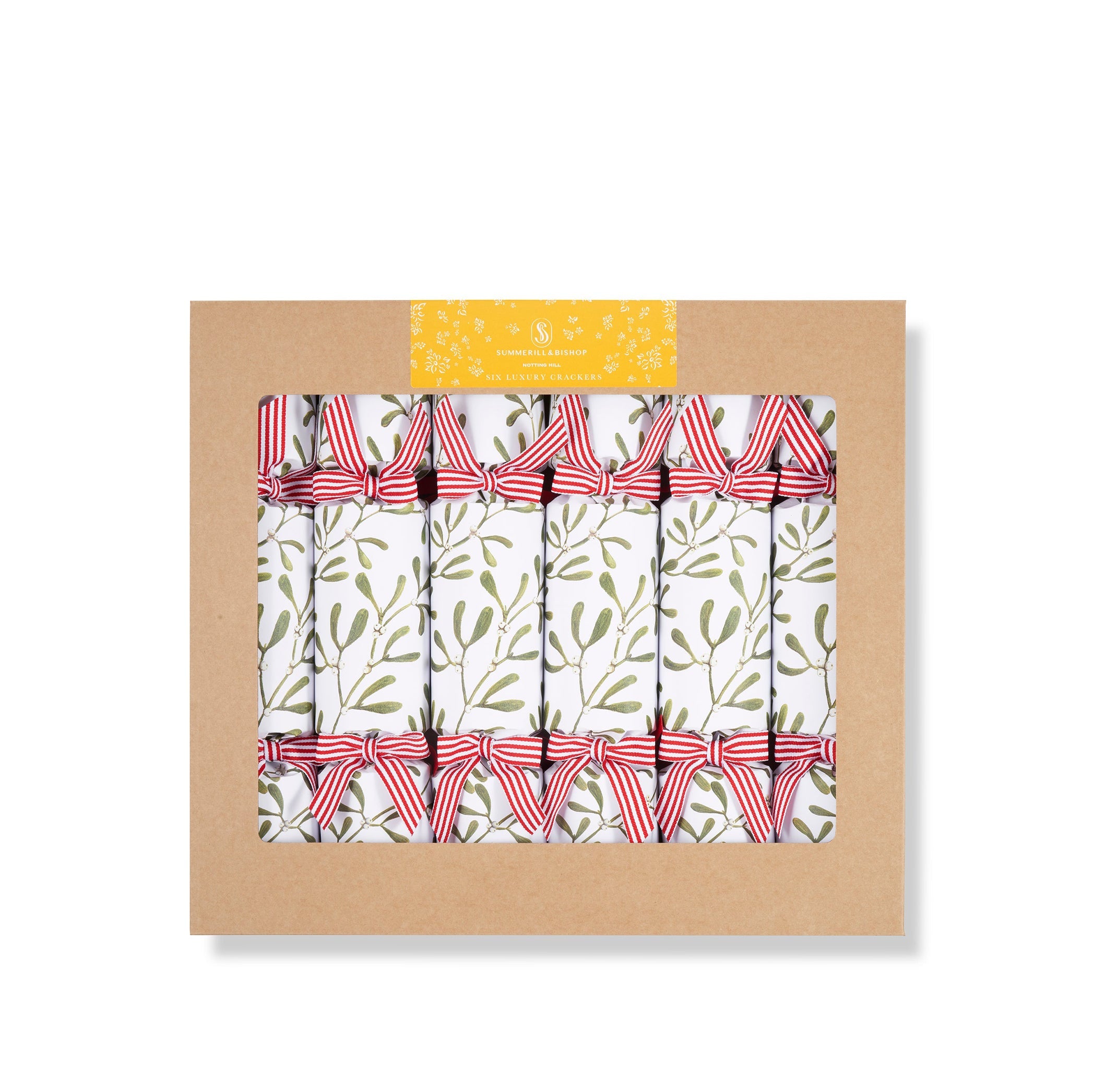 Christmas Crackers with 'Mistletoe' Print, Box of 6 (UK ONLY)