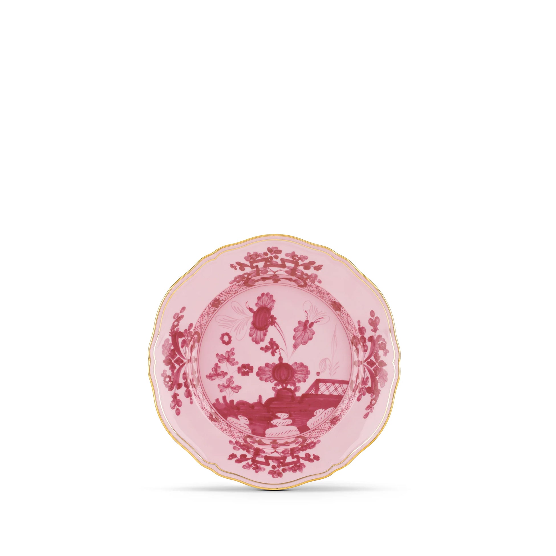 Ginori 1735 Oriente Italiano Pink Gold Rim Flat Dessert Plate, Set of 2, 21cm