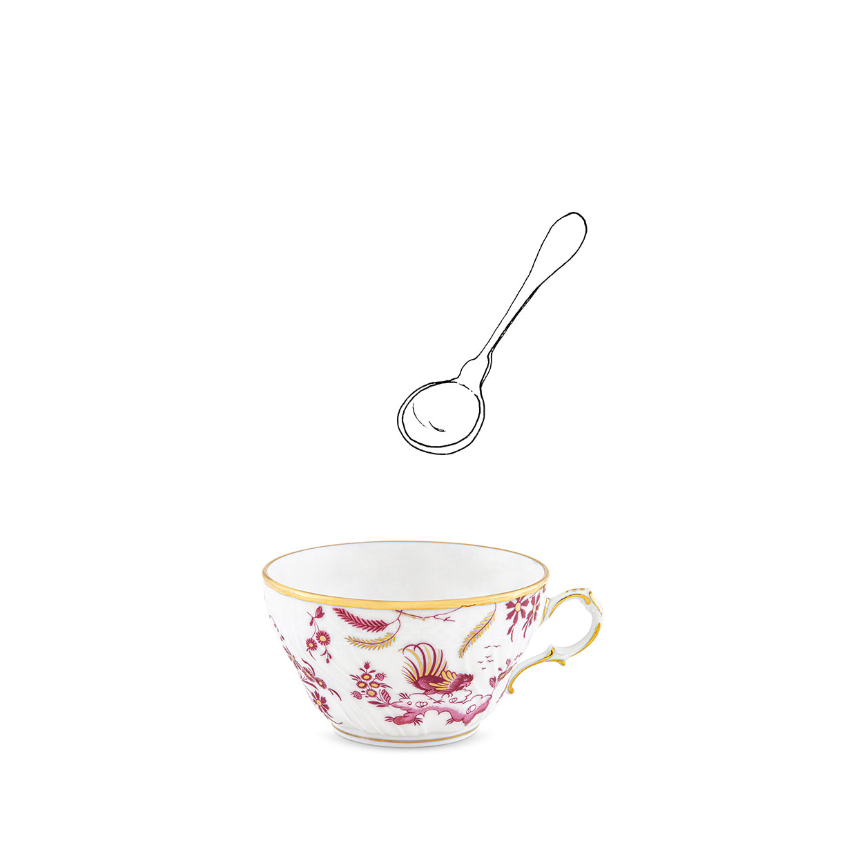 Ginori 1735 Oro di Doccia Magenta Tea Cup, Set of 2, 9.5cm