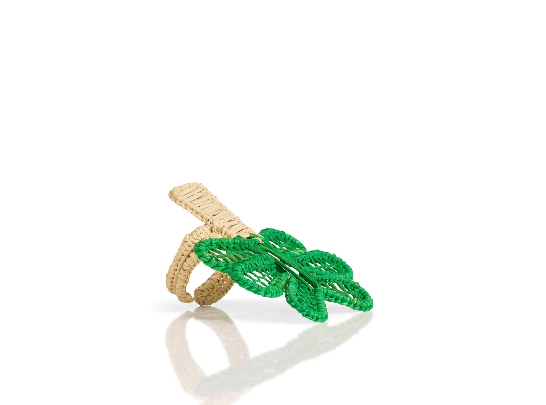 Palm Tree Natural Straw Napkin Ring in Green