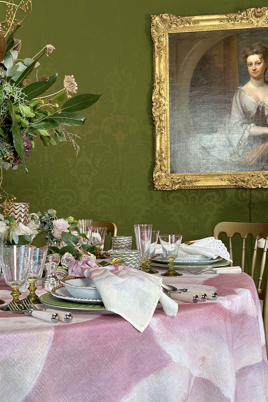 Pink Painted Peony Linen Napkin 50x50cm