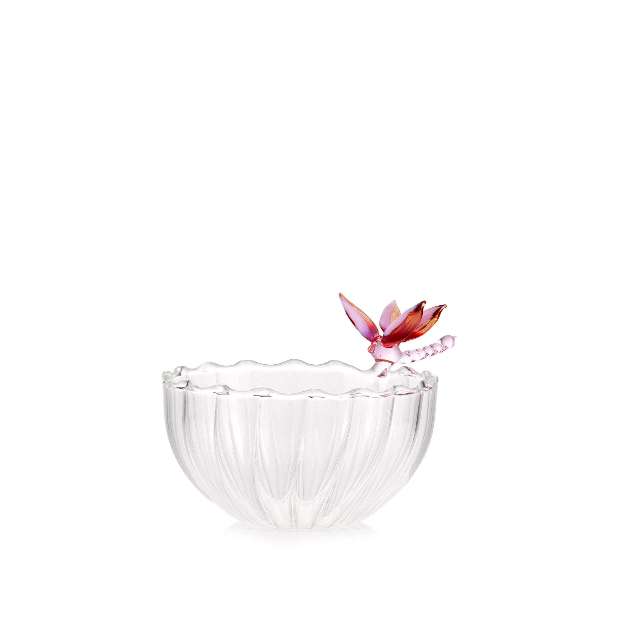 S&B Exclusive Handblown Glass Dragonfly Bowl in Pink