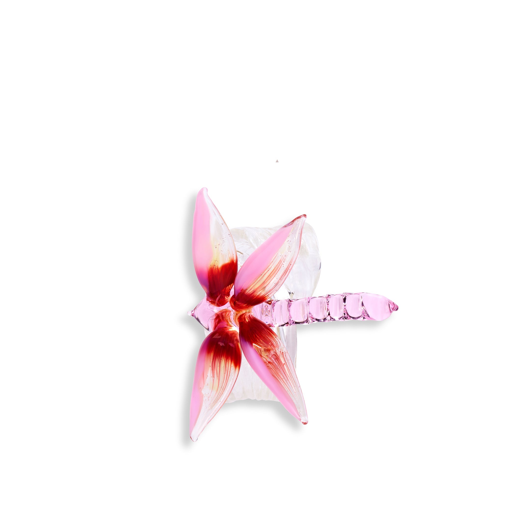 S&B Exclusive Handblown Glass Dragonfly Napkin Ring in Pink
