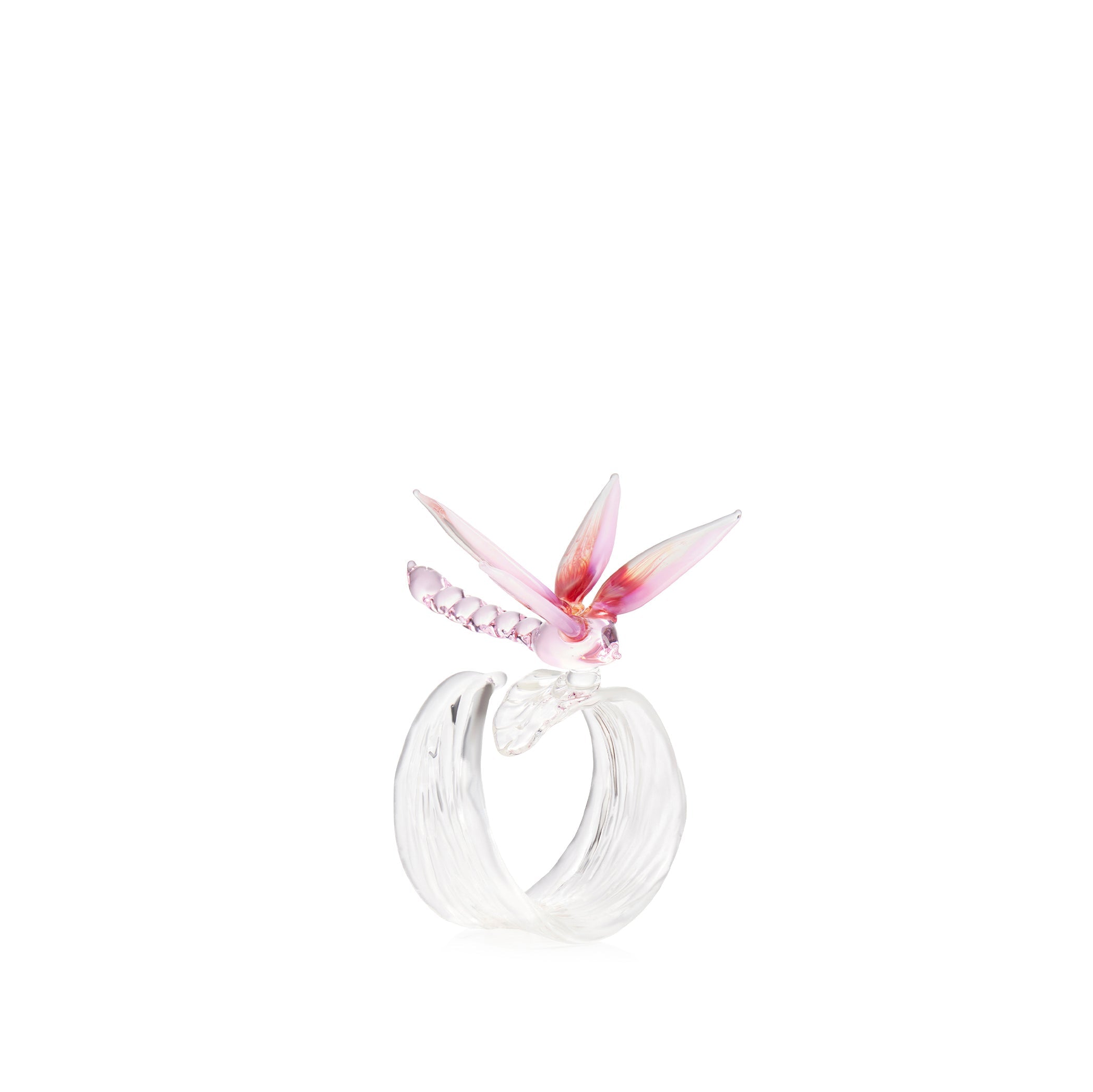 S&B Exclusive Handblown Glass Dragonfly Napkin Ring in Pink