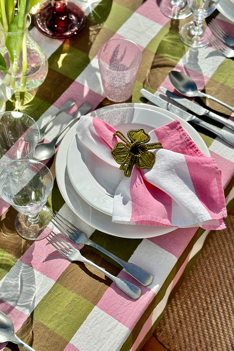 'Gingham' Linen Napkin in Rose Pink