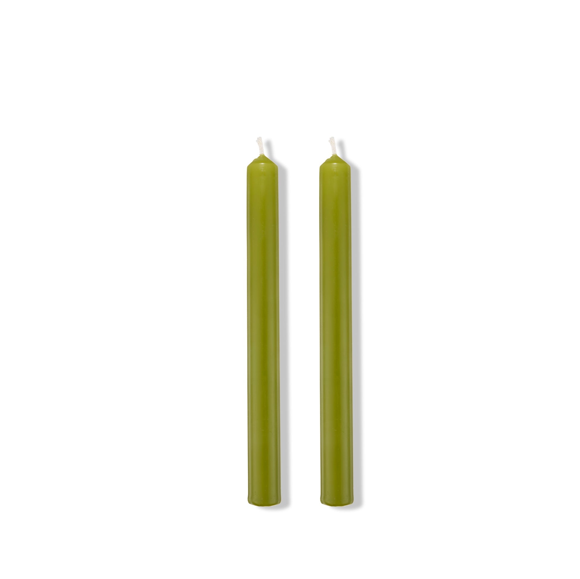 S&B Set of 2 Straight Candles Olive Green Branded Packaging 25cm