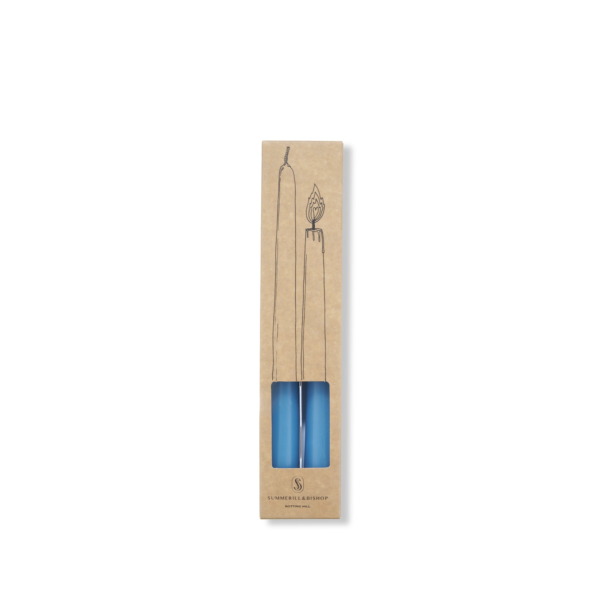 S&B Set of 2 Tapered Candles Blue Branded Packaging 25cm