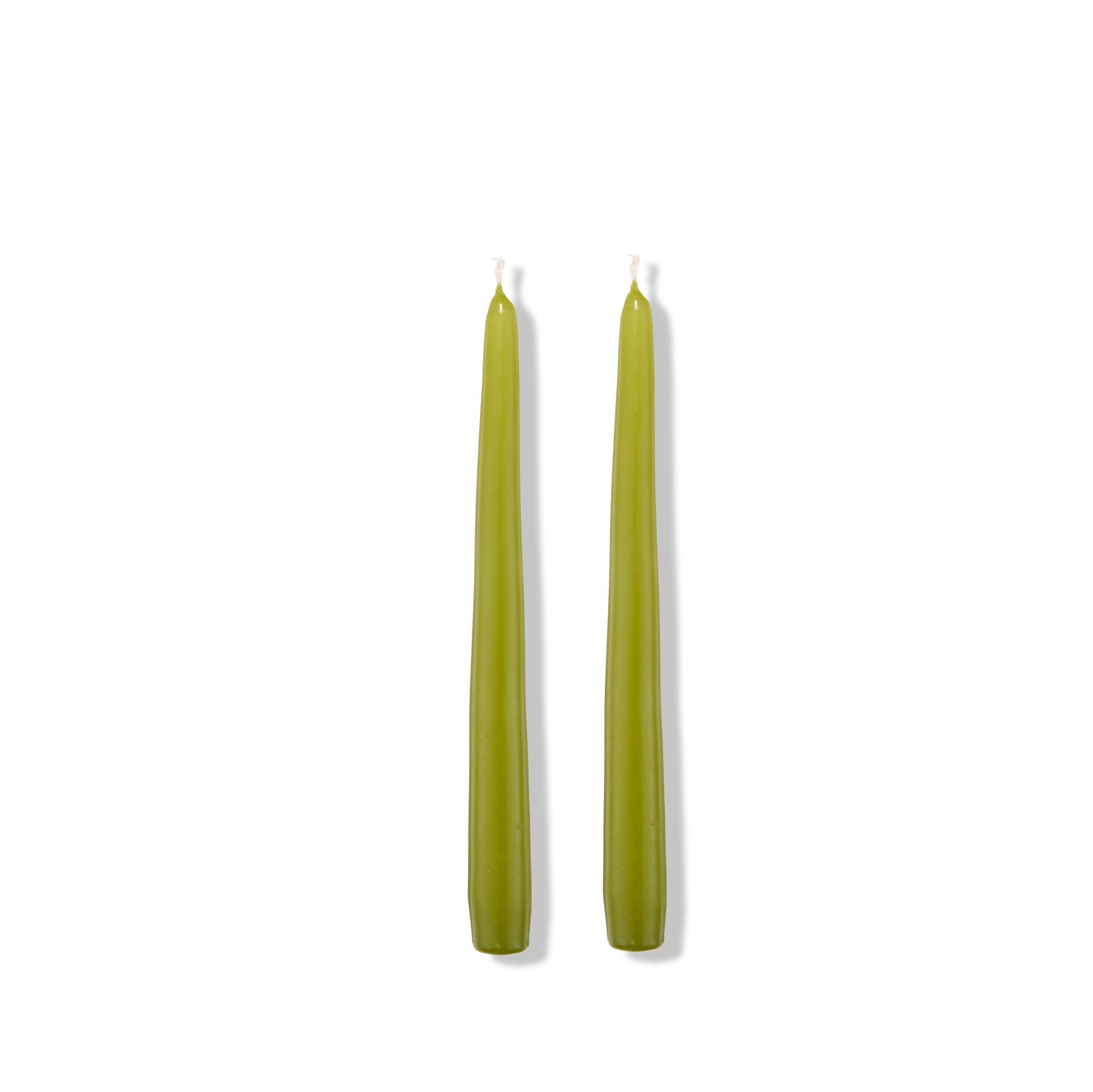 S&B Set of 2 Tapered Candles Olive Green Branded Packaging 25cm