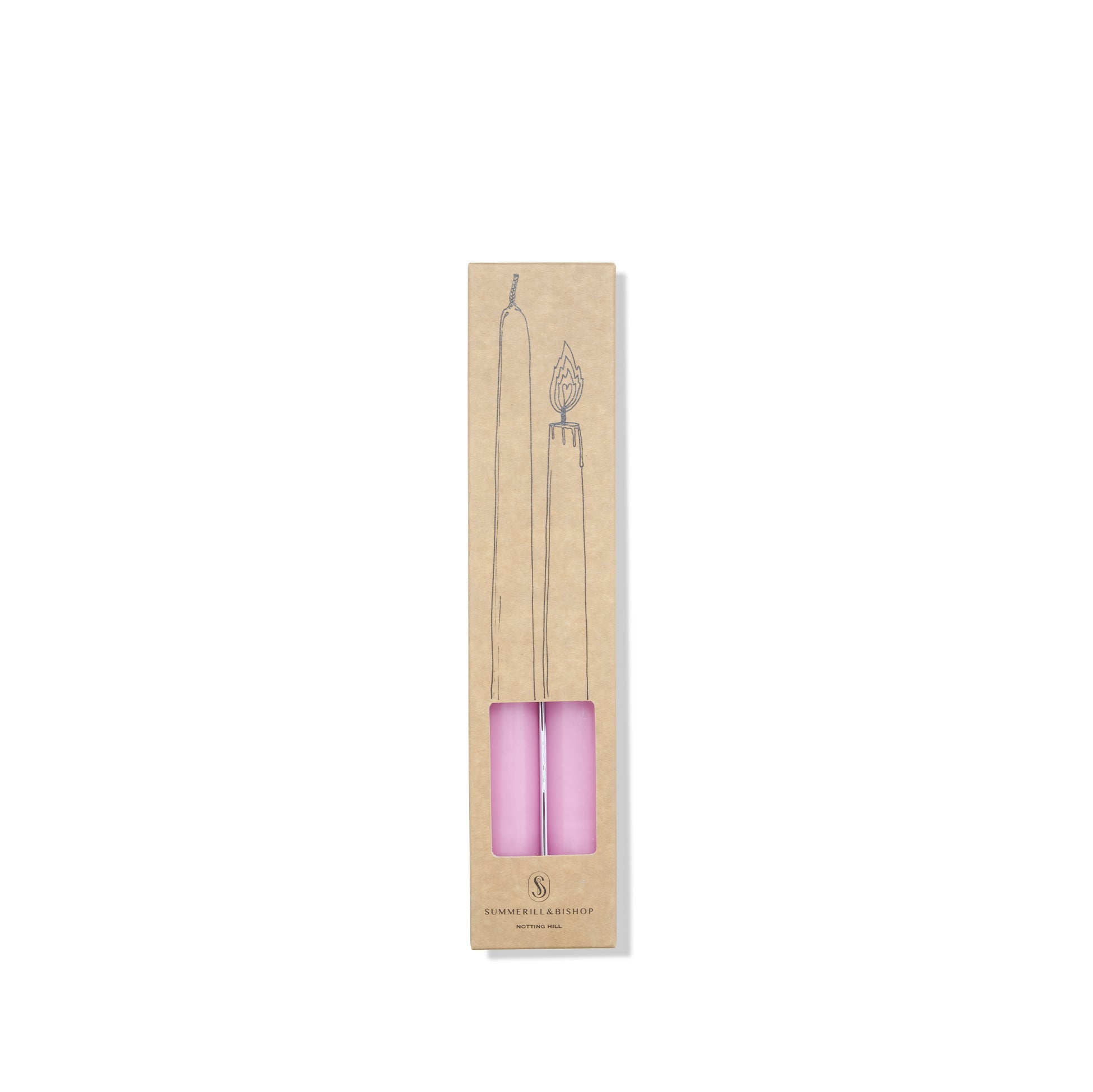 S&B Set of 2 Tapered Candles Pink Branded Packaging 25cm