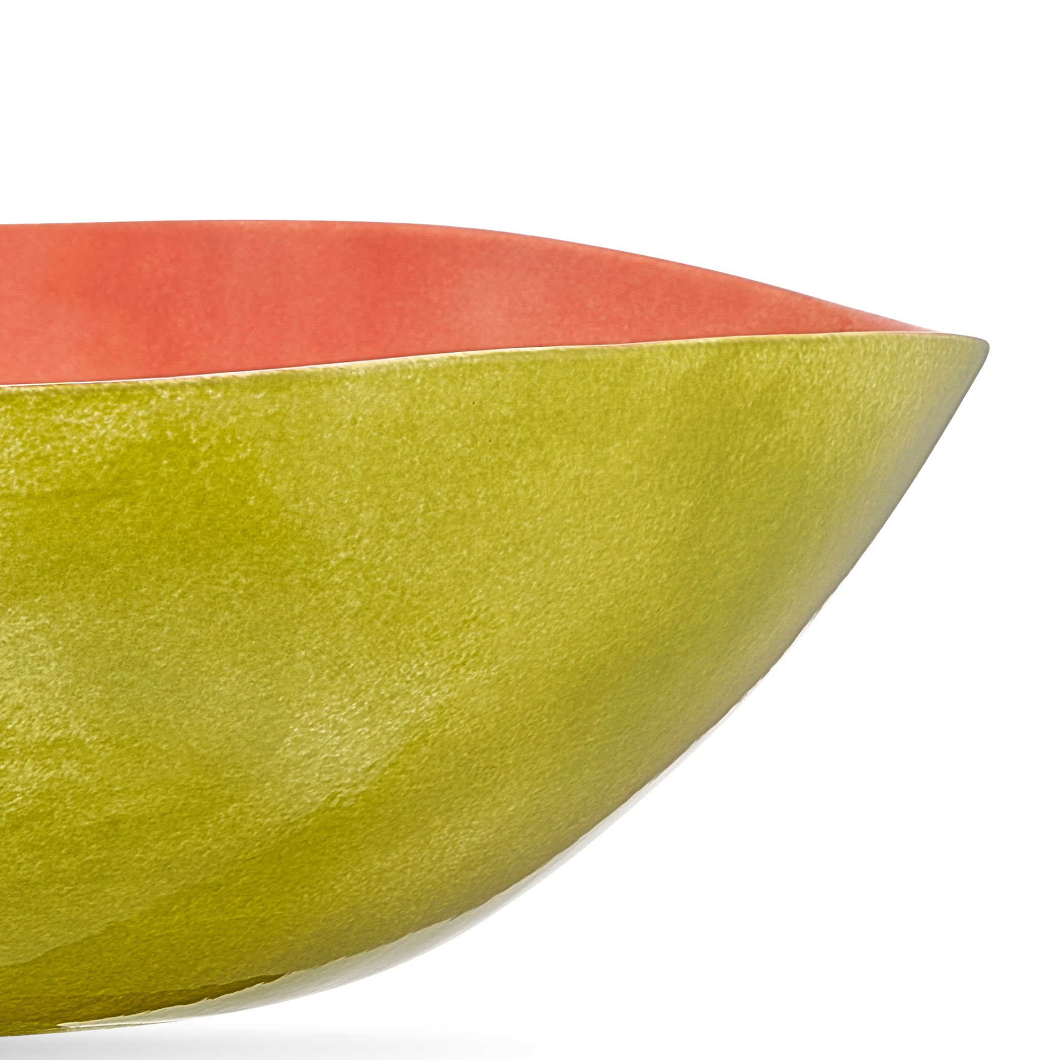 Summerill & Bishop Handmade 43cm Porcelain Extra Large Salad Bowl in Two Tone Pink and Green